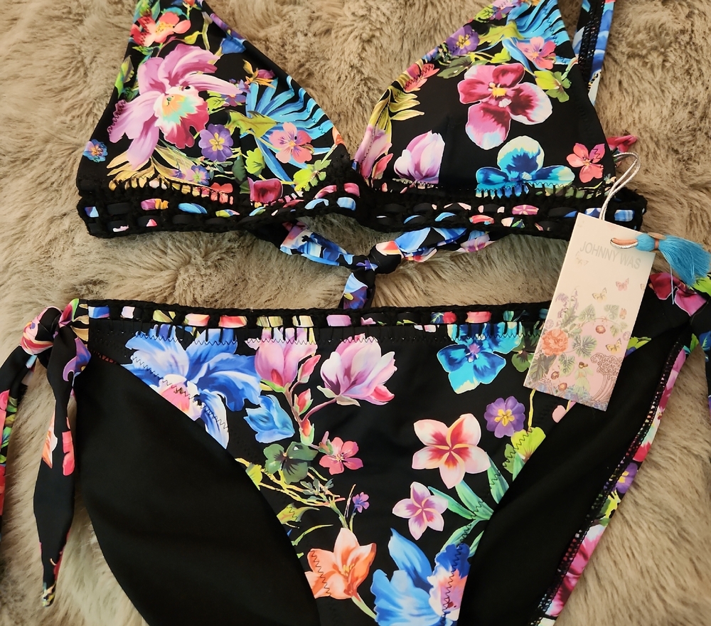 Johnny Was Multicolor Floral Bikini